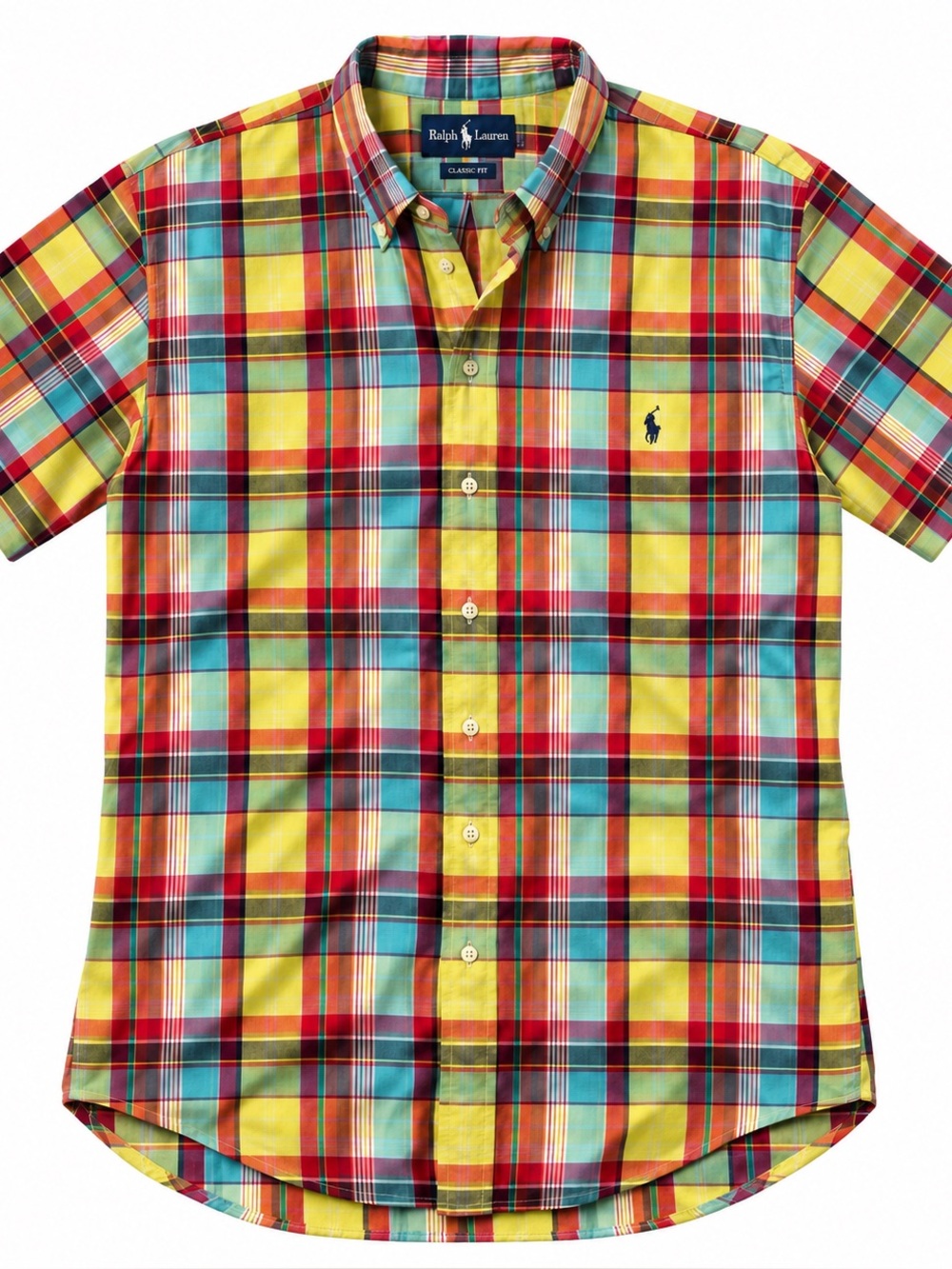 Polo Ralph Lauren 2XLT Classic Fit Multicolor Madras Plaid Short Sleeve Shirt